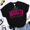 Summer Women T Shirt 1898 Brooklyn New York Print Short Sleeve T-Shirts Warm Casual Streetwear Hip Hop Y2k Clothes Tops